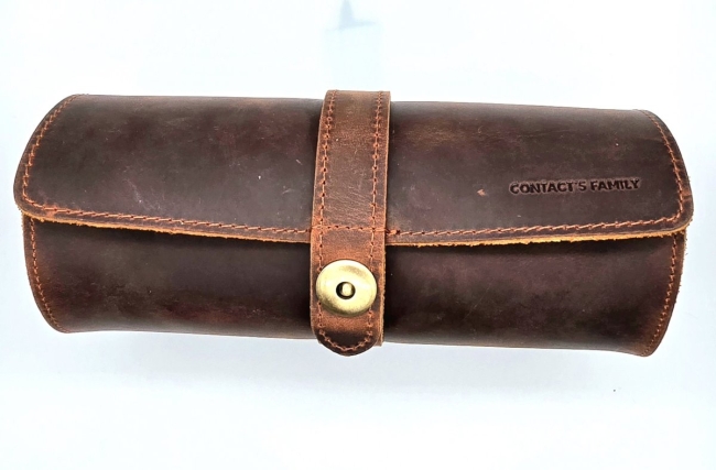 Étui cylindrique en cuir pour trois montres Contact Family