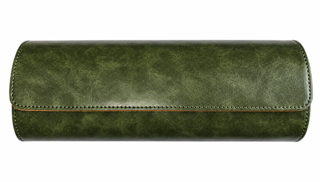 Étui cylindrique de voyage pour quatre montres en cuir vert