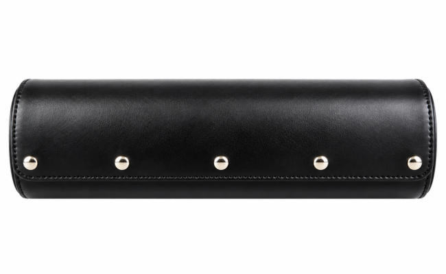 Étui cylindrique de voyage pour quatre montres en cuir noir
