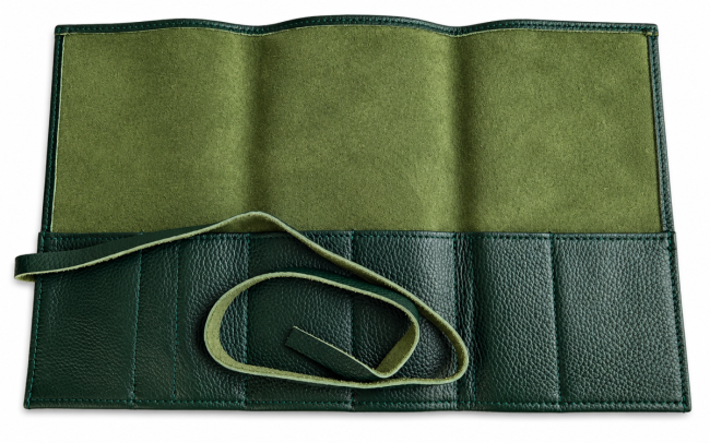 Grande marmotte en cuir vert texturé