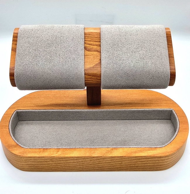 Support de rangement et d’exposition pour deux montres avec vide-poche