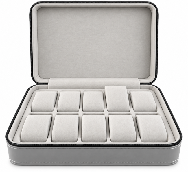 Boîte de rangement pour montres en simili cuir gris