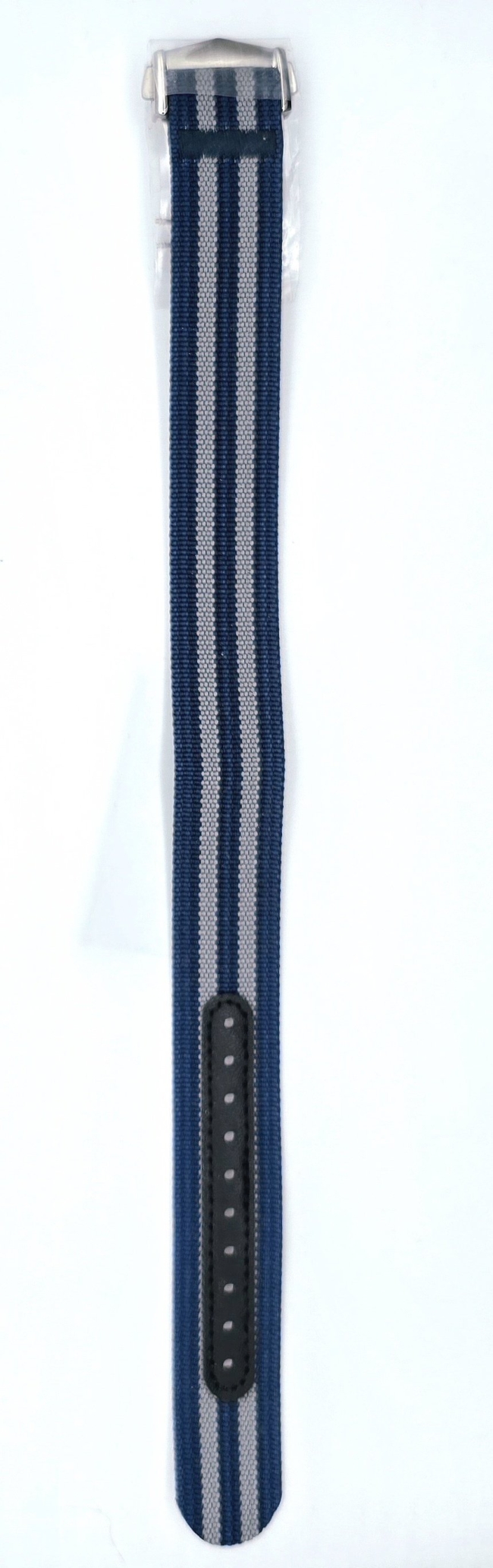 Bracelet de montre en nylon bleu et gris à boucle déployante