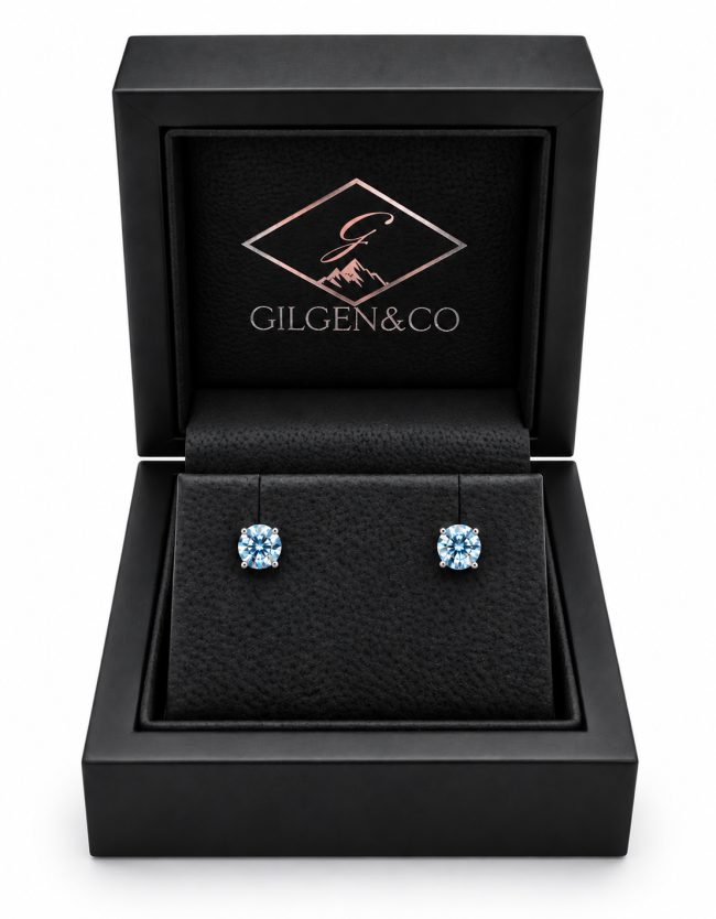 Gilgen &amp; Co - Clous d’oreilles en argent 925 et topazes bleues naturelles