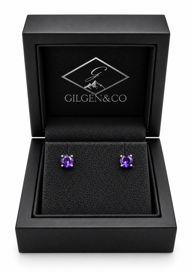 Gilgen &amp; Co - Clous d’oreilles en argent 925 et améthystes violettes naturelles