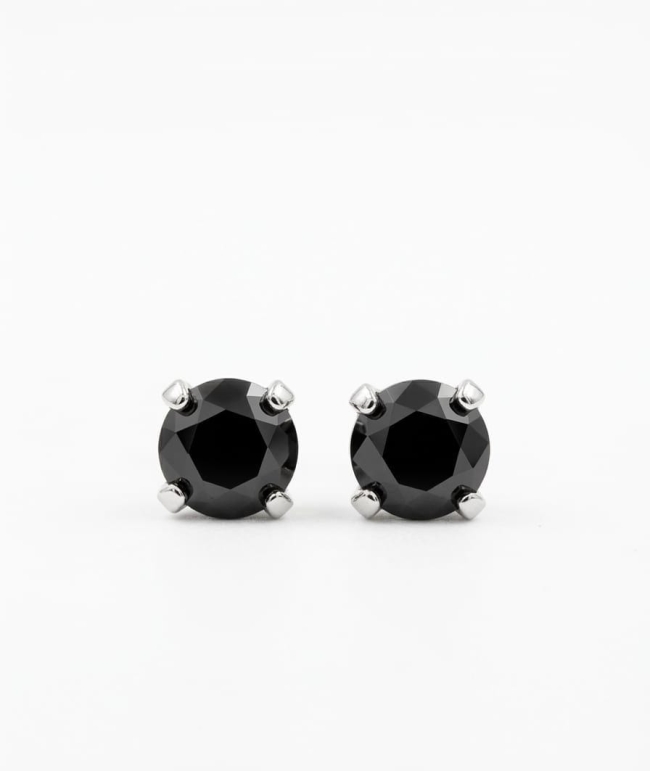 Gilgen &amp; Co - Puces d’oreilles en argent 925 et saphirs noirs naturels
