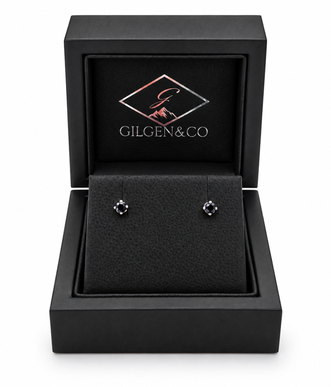Gilgen &amp; Co - Puces d’oreilles en argent 925 et saphirs noirs naturels