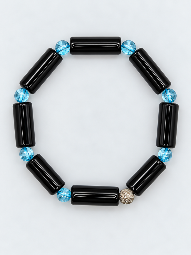 Bracelet pour femme en pierres fines fait main - apatite et onyx
