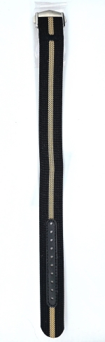 Bracelet de montre en nylon noir et beige à boucle déployante
