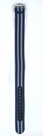 Bracelet de montre en nylon bleu et gris à boucle déployante