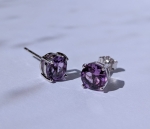 Gilgen &amp; Co - Clous d’oreilles en argent 925 et améthystes violettes naturelles